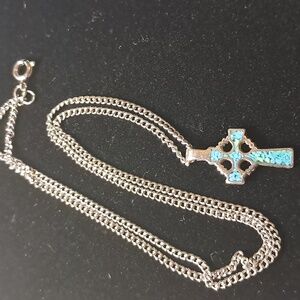 Crushed Turquoise Cross Necklace